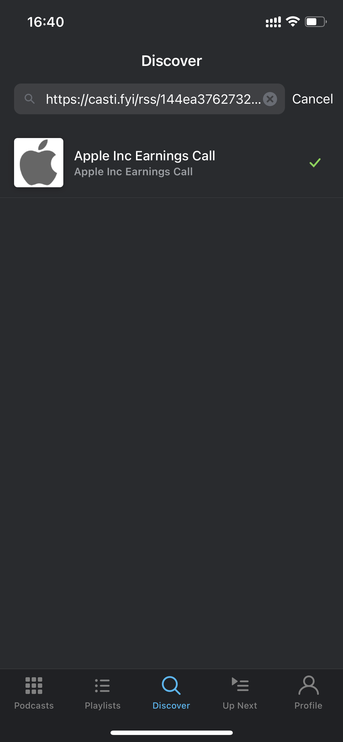 Paste the feed URL in Pocket Casts